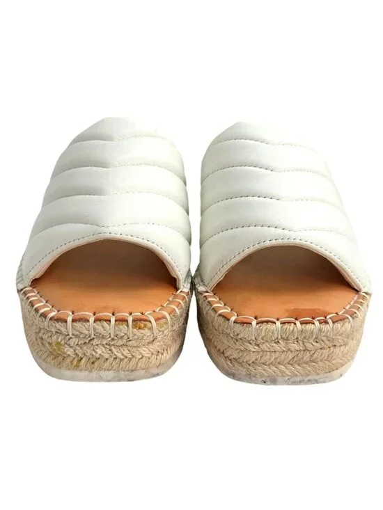 Gianni Bini Evert White Quilted Leather Upper Platform Espadrille Sandals 9M - Picture 2 of 7